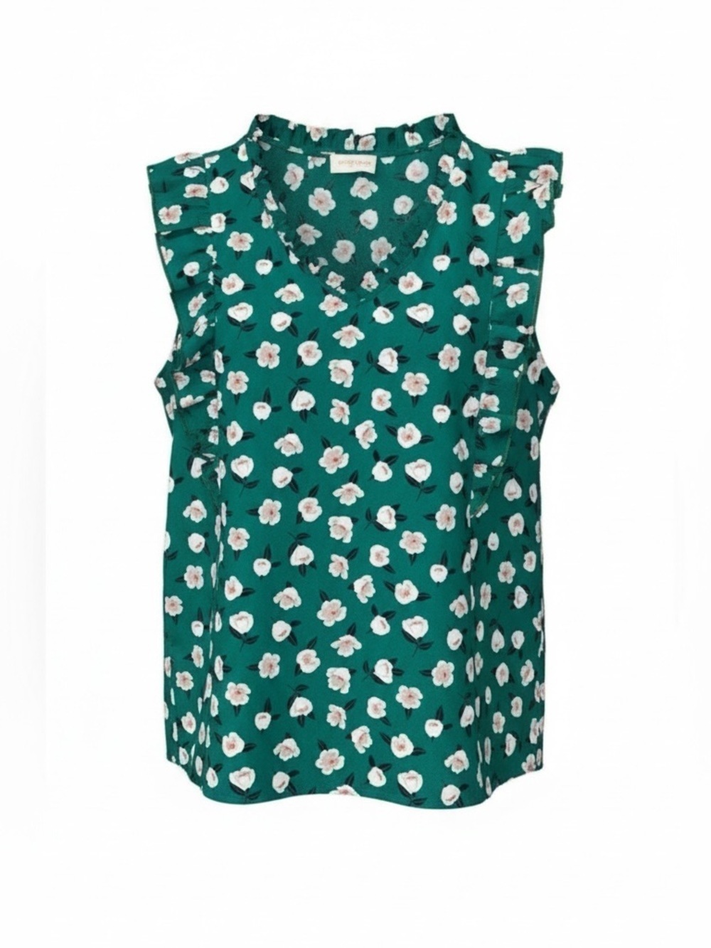 Hailey & Co. Green Floral Sleeveless Blouse – Size Large